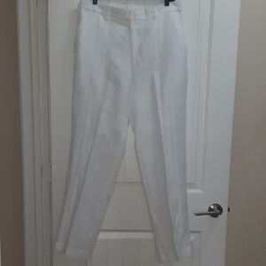 Stacy Adams Men's 100% Linen White Dress Pants-36x32-Like New